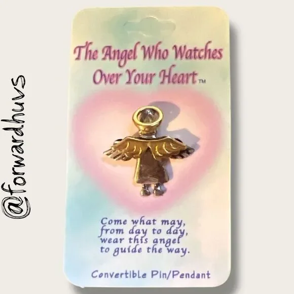Bundle Sale 3 for $15 | Angel Pin / Pendant – Gold Tone Wings & Halo, Silver Ton