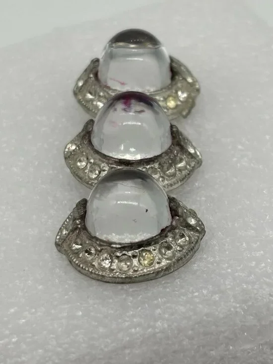 Vintage 1930s Art Deco Carl Art Dress Clip Pot Metal High Dome Unfoiled Cabochon
