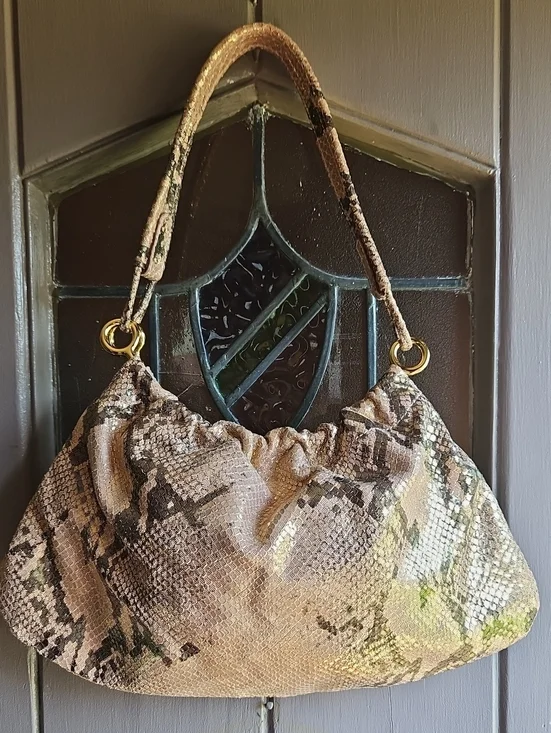 kate spade Rose Gold And Brown Snake-Print Metallic Shoulder Bag