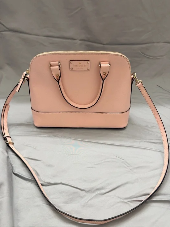 Kate Spade Blush Pink Leather Dome Satchel with Crossbody Strap