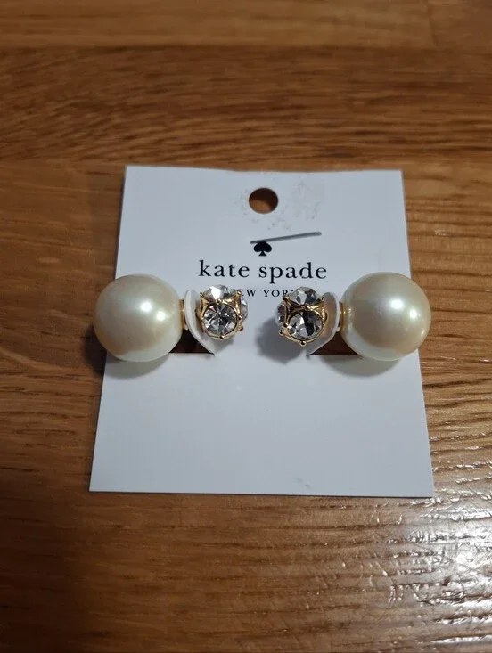 Kate Spade New York 2-in-1 Reversible Pearl & Crystal Stud Earrings NWT