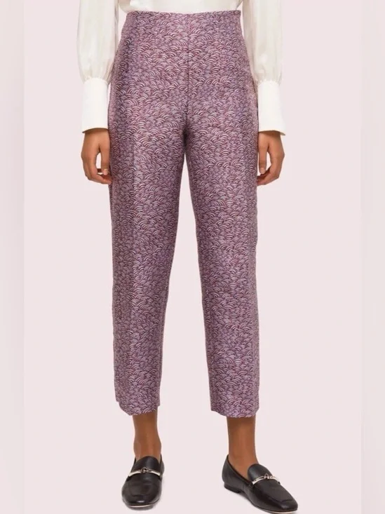 NWOT Kate Spade Classic High-Waist Printed Crop Pants - Pink