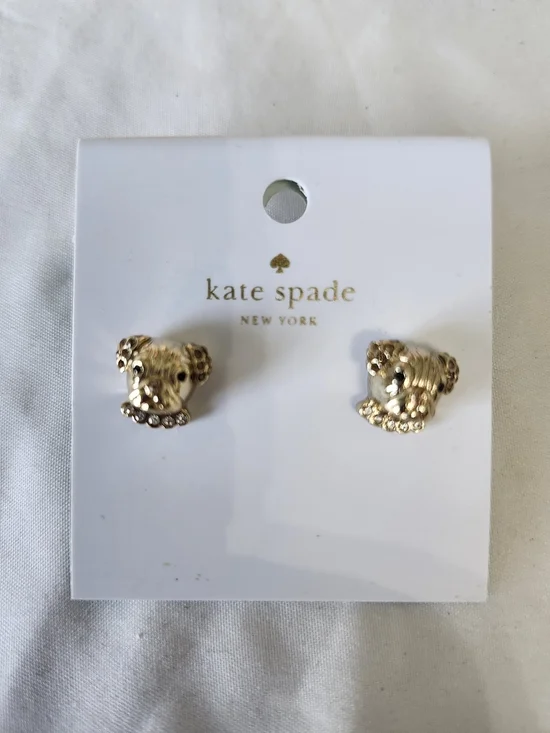 kate spade gold puppy head stud earrings