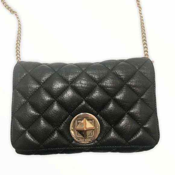 Kate spade black quilted flap bag