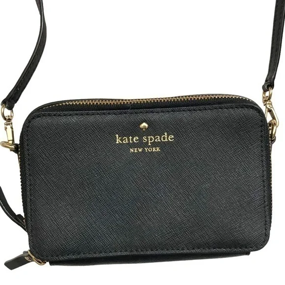 Kate spade super mini black saffiano leather crossbody bag