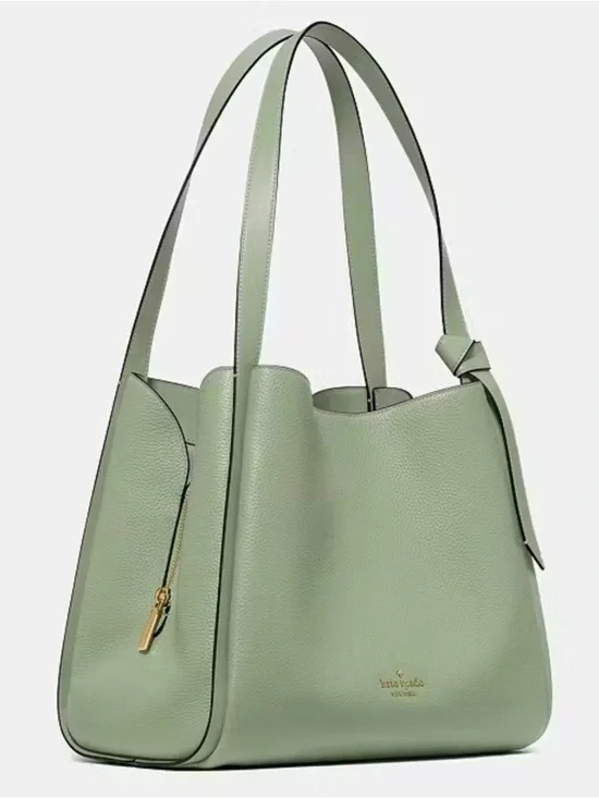 Kate Spade New York Knott Pebbled Leather Large Shoulder Bag Balsam Green NWT