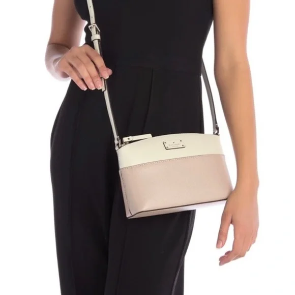 KATE SPADE GROVE STREET MILLIE LEATHER CROSSBODY TAN AND CREAM