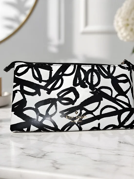 kate spade Black & White Printed Cosmetic Pouch
