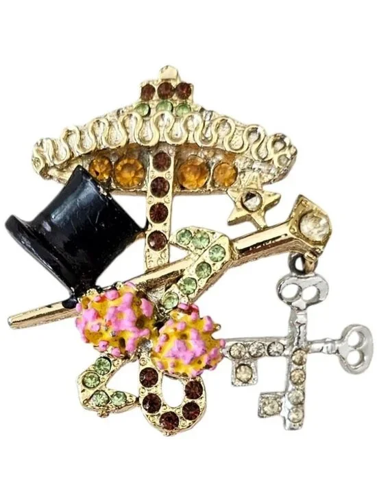 1973 Lindeburg Hat Umbrella Broch Pin Signed, L993