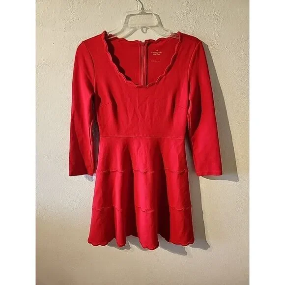 Kate Spade Dress Womens Size 2 Red Mini A Line Embroidered NEW YORK
