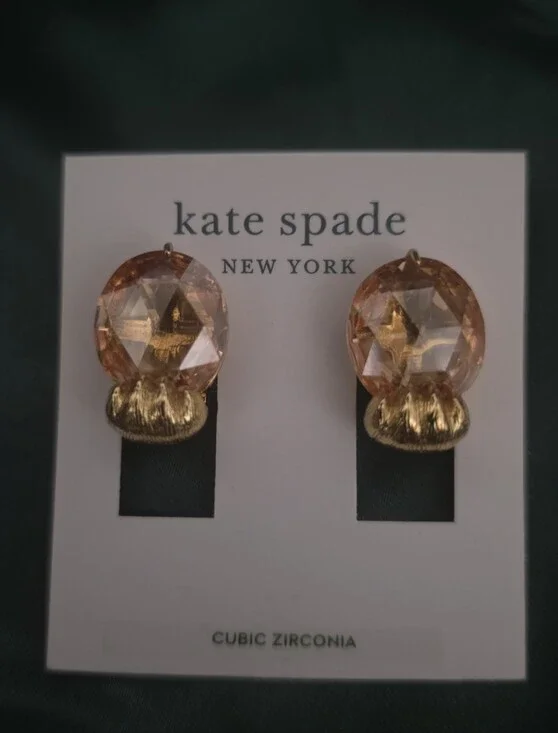kate spade Peach Crystal Drop Stud Earrings