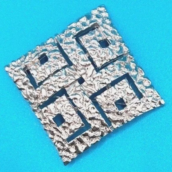 Vintage Trifari Geometric Brooch Nugget Textured Arched Open Design SilverTone‎