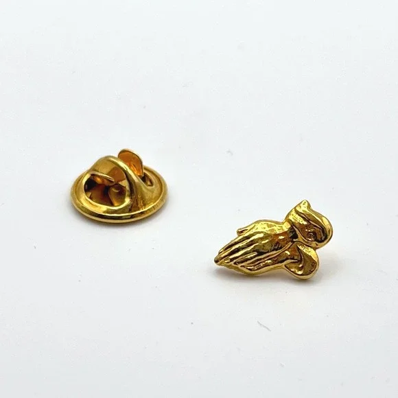 Gold Tone Praying Hands Lapel Pin Religious Faith Spiritual‎ Small Tie Tack