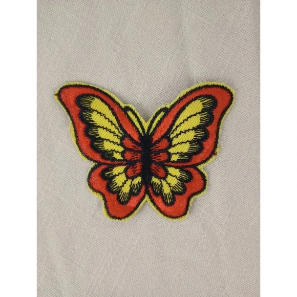 BUTTERFLY PATCH Orange Yellow EMBROIDERED 3.5