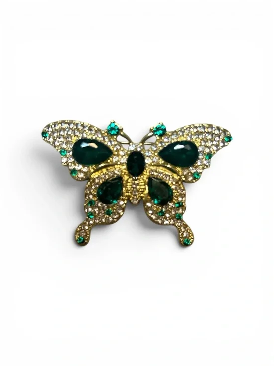 Gold-Tone Emerald Butterfly Brooch - Women Jewelry