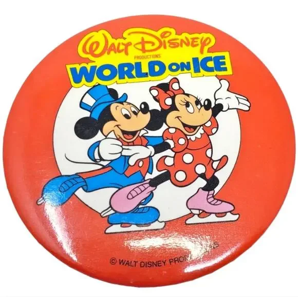Vintage 1980s  Disney Productions Minnie and Mickey Button