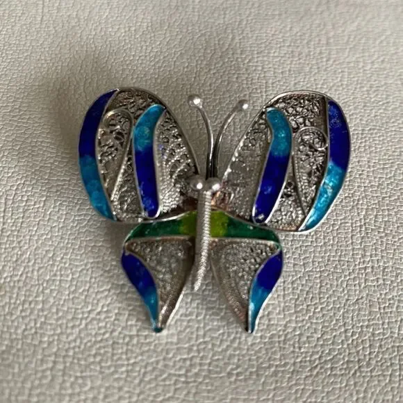 Sterling  silver & enamel pin