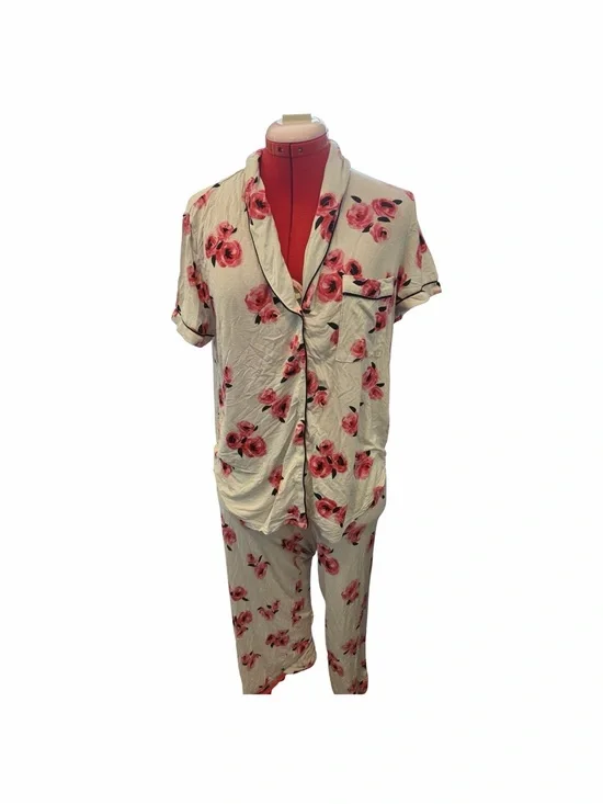 kate spade Cream and Pink Floral Short-Sleeve Pajama Set