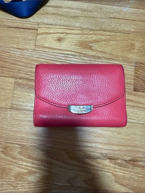 kate spade Coral Pebbled Leather Compact Wallet
