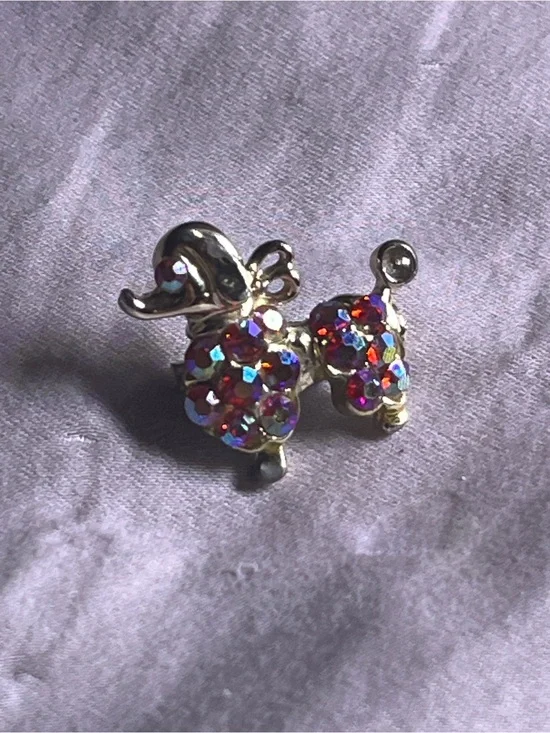 Vintage jeweled Poodle lapel pin
