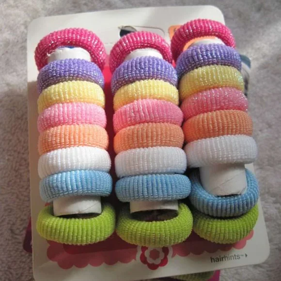24 Goody Girls Gentle Fit Terry Fabric Hair Band Elastic Ponytail Holders Colors