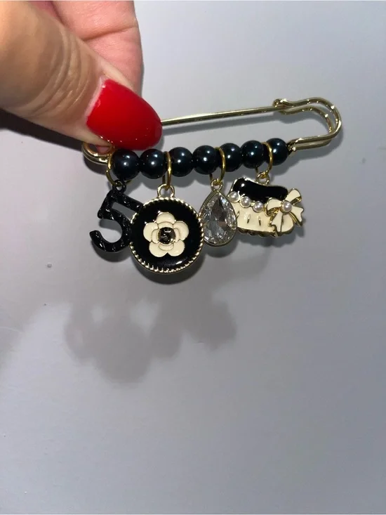 Beaded number 5 camellia brooch