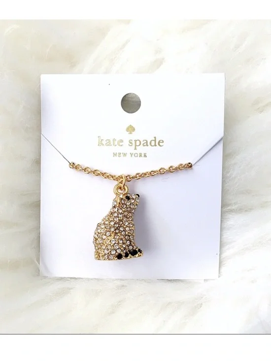 Kate Spade Cold Comforts Gold Crystal Polar Bear Pendant Necklace