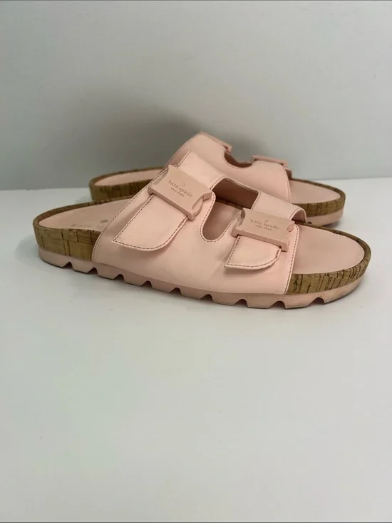 Kate Spade Becca Sandals Slides Pale Pink Cork Womens 6.5 Preppy Summer