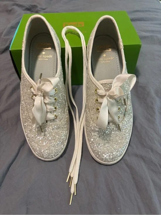 Kate Spade Cream Glitter Keds 6.5 (37)