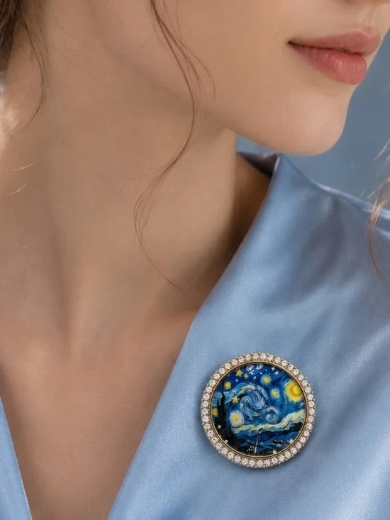 Starry Night Crystal Brooch – Vintage Art