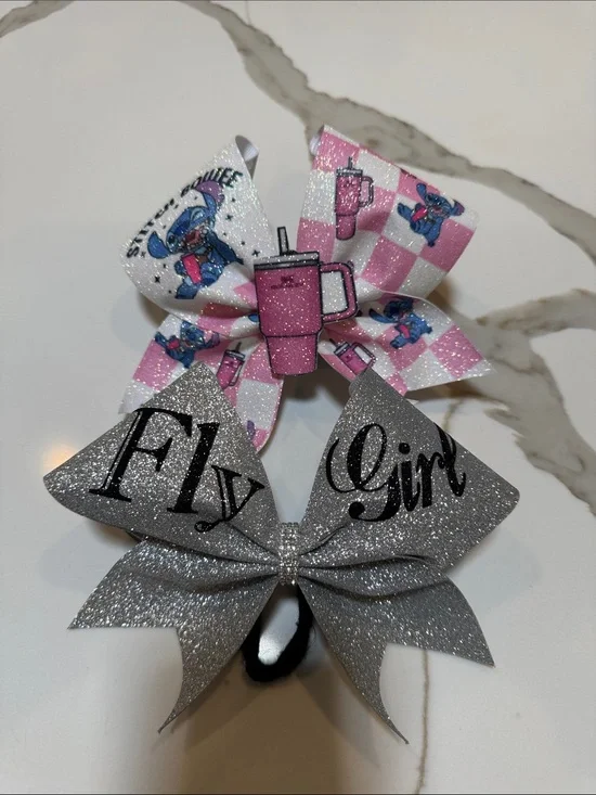 CHEER BOW Set of 2- Fly Girl and Stitch Stanley
