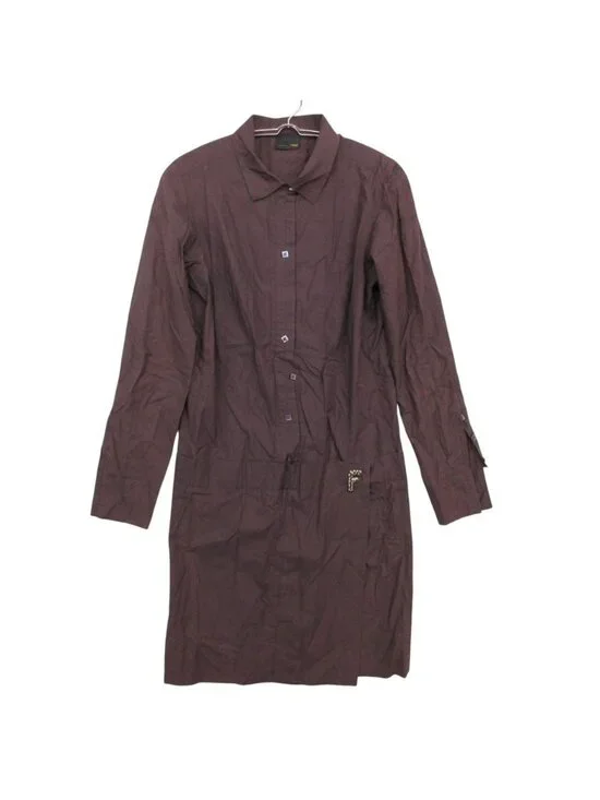 Fendi Dress Logo Brooch Shirt Long Sleeve Purple