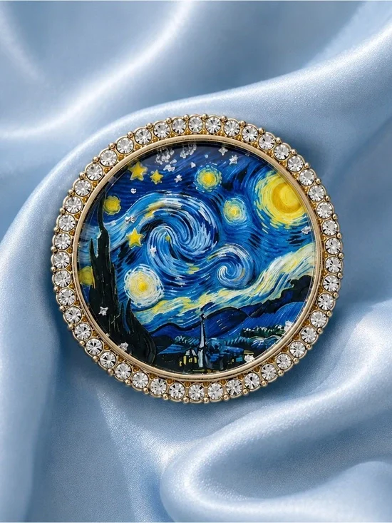 Starry Night Crystal Brooch – Vintage Art