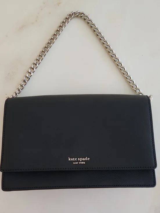 kate spade Black 2 Way Leather Chain Bag with Silver Hardware