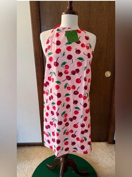 🍒🍒KATE SPADE PINK CHERRY KITCHEN APRON NEW WITH TAG