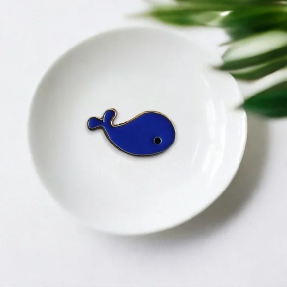 Women’s Jewelry Fashion Cute Fun Blue Whale with Nice Gold Accents Enamel Pin