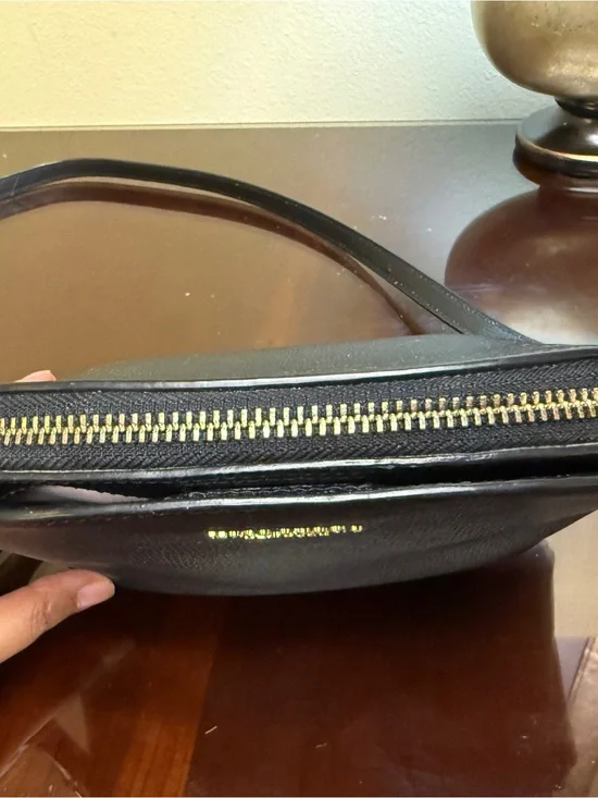 kate spade Black Pebbled Leather Dome Crossbody with Gold Logo