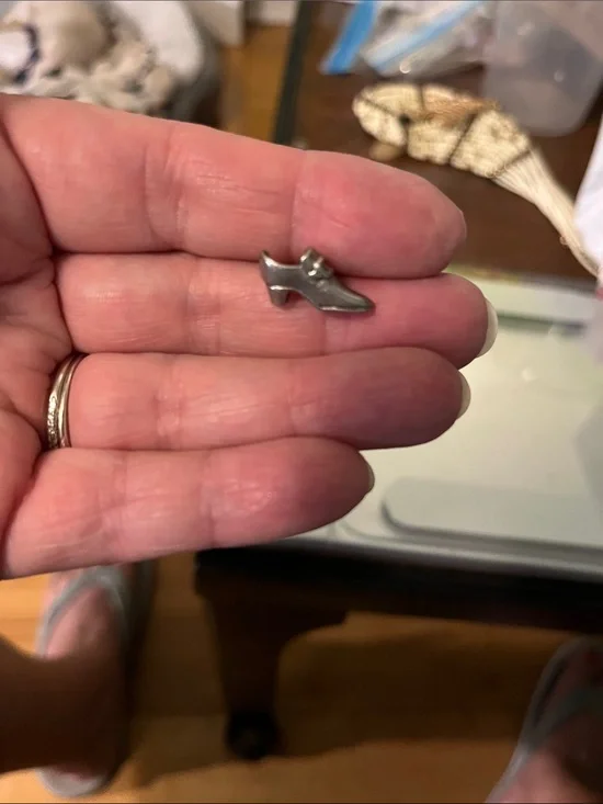 Silver-tone Miniature Shoe brooch. 1766