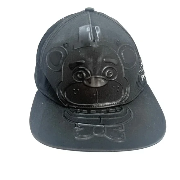 Five Nights at Freddys Snapback Hat Youth OSFM Black Excellent 3D Molded Freddy