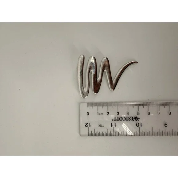 Vintage Silver Tone Abstract Squiggle Wave Brooch Modernist Statement Pin