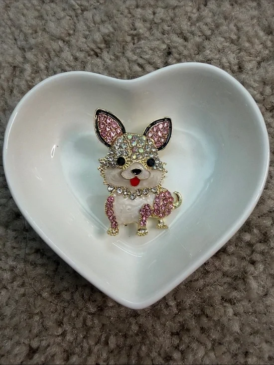 Sparkling Pink Crystal Chihuahua Brooch