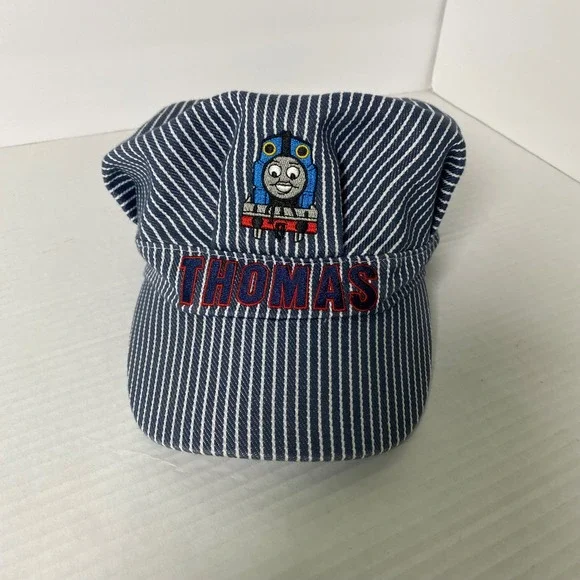 Vintage Thomas and Friends Boys Engineer Cap‎ Conductor Railroad Train Pinstripe