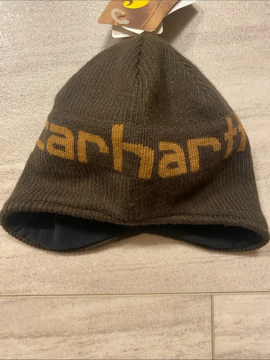 Carhartt Kids Brown Beanie with Gold Logo