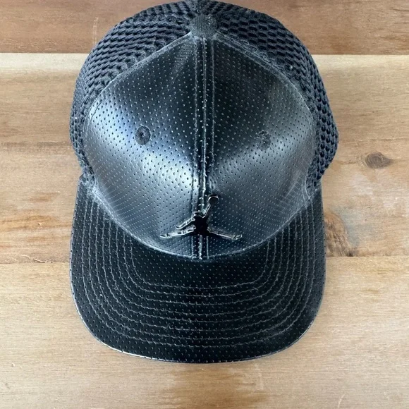 Jordan Kids Black Vegan Leather Cap with Mesh