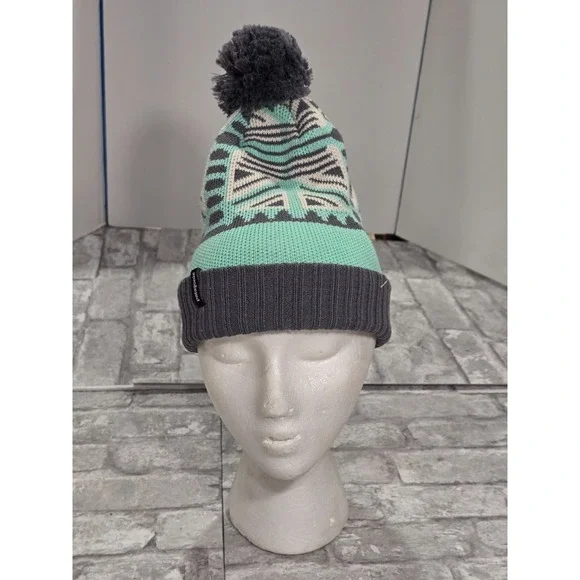 Patagonia‎ Kids Powder Town Beanie Snow Beam Nouveau Green One Size