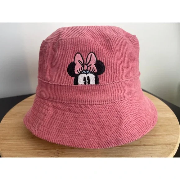 00420 - Disney Minnie Mouse Mauve/Pink Corduroy Bucket Hat Kids‎ S/M Embroidered