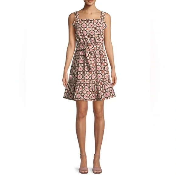 Kate Spade Floral Mosaic Cotton Poplin Dress Preppy Modern Soft Girl Summer Chic