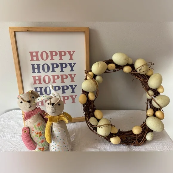 Easter Bunny Decor Set with Wreath