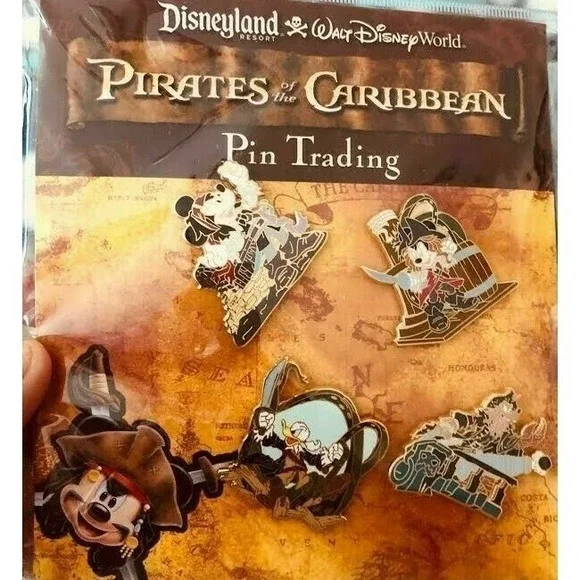 Disney Pins Pirates of the Caribbean Booster Set 4 pins on Original Card 68418