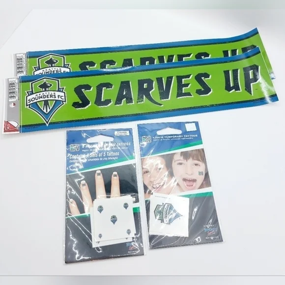 Seattle Sounders Lot 2 bumper stickers, nail stickers, and face tattoos‎ New